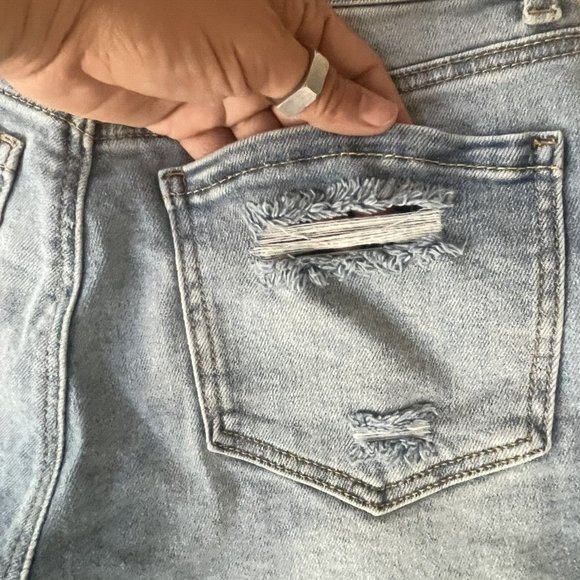 Wax Jeans Shorts Womens Médium Blue Denim Distressed Boyfriend Fit Casual Ladies - Picture 8 of 12